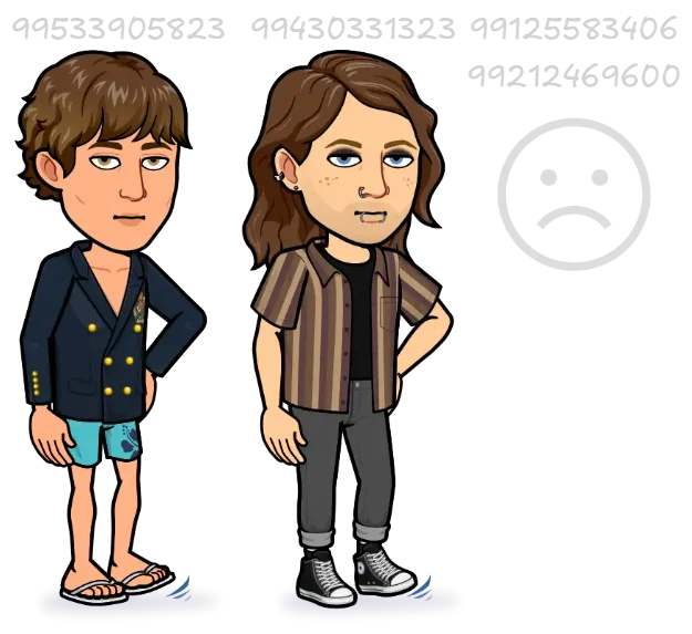 Two 2D Bitmojis, with 4 labeled IDs. The second two IDs are missing a corresponding 3D pose.